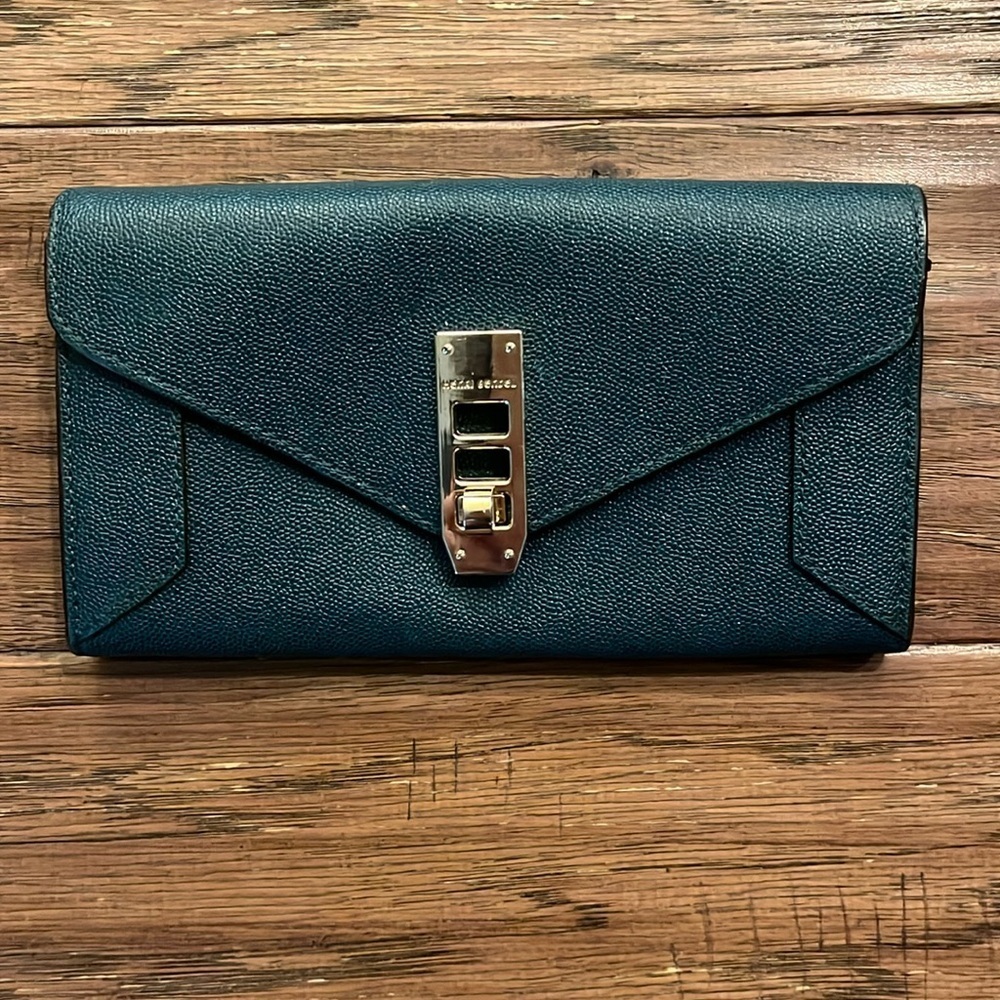 Henri Bendel Uptown Envelope Wallet in Dark Green